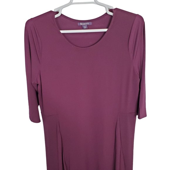 Roaman's Size 18W Dress Fluid Jersey Knit Pleated A-Line Midi Pullover Purple - Picture 4 of 10